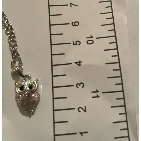 SILVER OWL N PINK SAPPHIRE NECKLACE - Picture 5 of 5